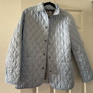 Burberry Light Blue Quilted Women's Jacket - Classic Collar